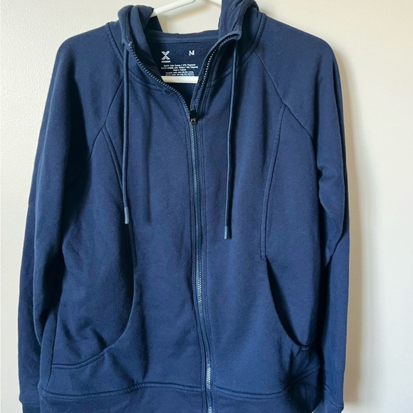 Men's Navy Blue Zip-Up Sweater - Picture 1 of 2